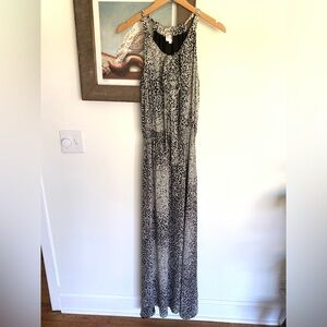 Parker 100% Silk Maxi Dress Black Cream
